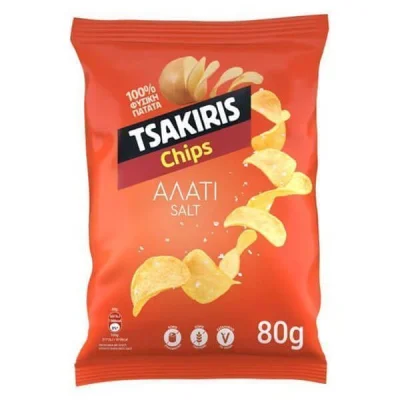 TSAKIRIS CHIPS 80gr SALT