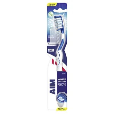 AIM TOOTHBRUSH WHITE SYSTEM MEDIUM