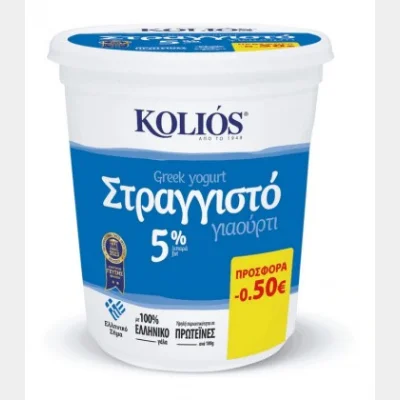 ΚΟΛΙΟΣ ΓΙΑΟΥΡΤΙ ΣΤΡΑΓΓΙΣΤΟ 5% 850gr