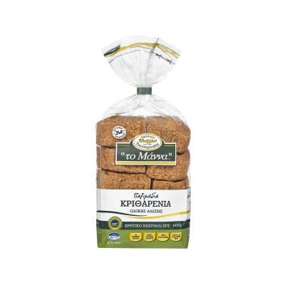 Manna Cretan rusks Kritharenio Paximadi 600g Κριθαρένιο Παξιμάδι 600g