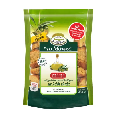 Manna Olive Oil Wheat Rusks Mini 400g Παξιμαδάκια Λαδιού 400g Mini