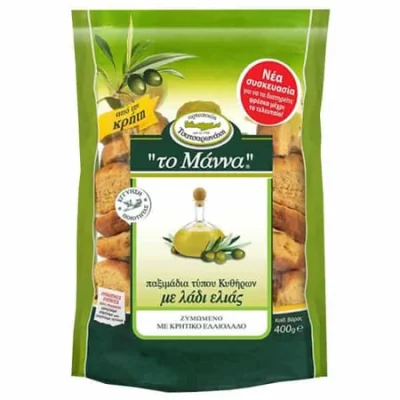 Manna Wheat Rusks with Olive Oil 400g Παξιμαδάκια Λαδιού Κυθήρων 400g