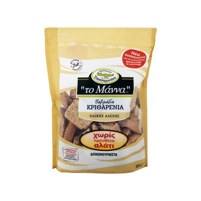 Manna Cretan Rusks No Added Salt 300g Παξιμάδια Κριθαρένια χωρίς πρόσθετο αλάτι 300g