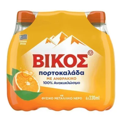 VIKOS ORANGEADE CARBONATED 6x330ml