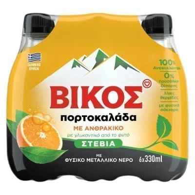 VIKOS ORANGEADE CARBONATED stevia 6x330ml
