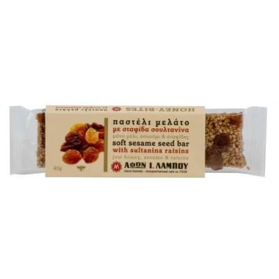 Soft Pasteli Sesame, Honey & Raisins 40g Παστέλι μόνο Μέλι, Σουσάμι & Σταφίδες