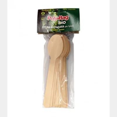 POLY BAG WOODEN SPOONS 8T 16cm X 100