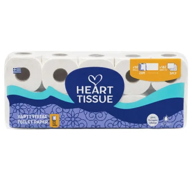 HEART TISSUE TOILET PAPER 3sheets 100gr. 10 ROLLS DECO