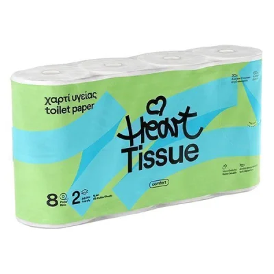 HEART TISSUE TOILET PAPER 2sheets 65gr. 8 ROLLS DECO