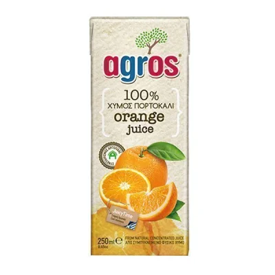 AGROS JUICE 250ml ORANGE 100% NATURAL