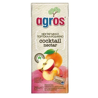 AGROS JUICE 250ml COCKTAIL JUICE DRINK APPLEORANGEPEACH