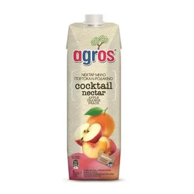 AGROS JUICE 1 lit COCKTAIL JUICE DRINK APPLEORANGEPEACH
