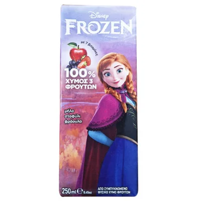 FROZEN JUICE 250ml APPLEGRAPESTRAWBERRY 100% NATURAL