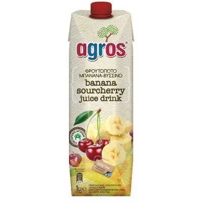 AGROS JUICE 1 lit BANANA SOUR CHERRY JUICE DRINK