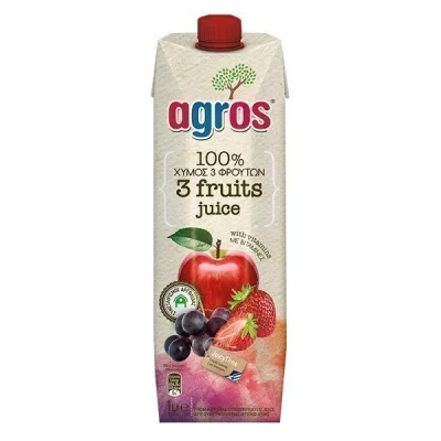 AGROS JUICE WITH VITAMINS 1 lit 3 FRUITS 100% NATURAL