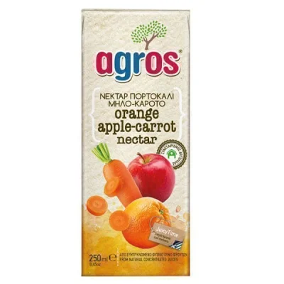 AGROS JUICE 250ml ORANGEAPPLECARROT NECTAR