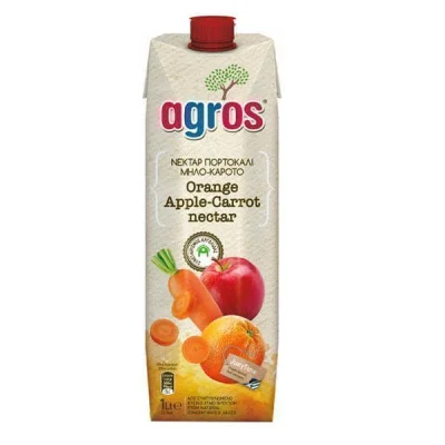 AGROS JUICE 1 lit ORANGEAPPLECARROT NECTAR