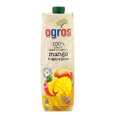 AGROS JUICE WITH VITAMINS 1 lit MANGO APPLE 100% NATURAL