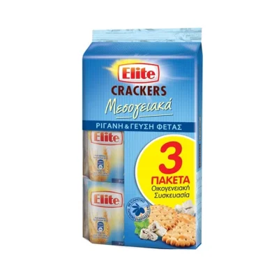 Elite Crackers Oregano and Feta Cheese 3x105g Κράκερς Ρίγανη και Φέτα