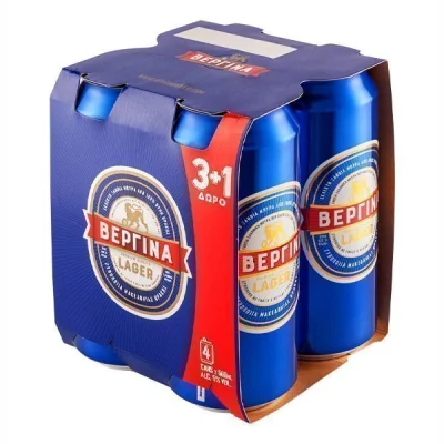 VERGINA LAGER BEER CAN 500ml vol 5% 3+1 FREE