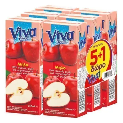 VIVA 250ml 5+1 FREE APPLE 100% NATURAL JUICE