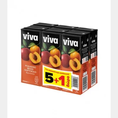 VIVA FRESH ΡΟΔΑΚΙΝΟ-ΜΗΛΟ-ΠΟΡΤΟΚΑΛΙ ΦΡΟΥΤΟΠΟΤΟ 250ml (5+1 )