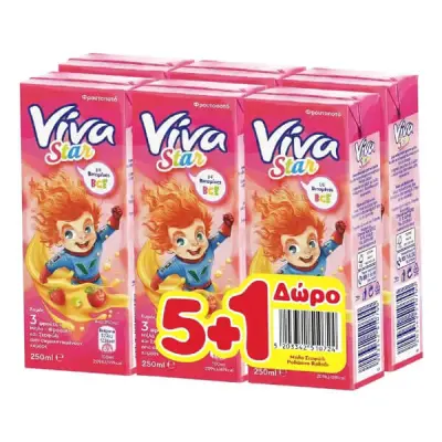 VIVA 250ml 5+1 FREE APPLESTRAWBERRYGRAPE JUICE DRINK