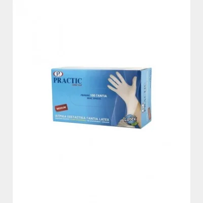 ΓΑΝΤΙΑ LATEX 100Τ MEDIUM PRACTIC ΕΛΑΦΡΙΑ ΠΟΥΔΡΑ Χ 10ΤΕΜ