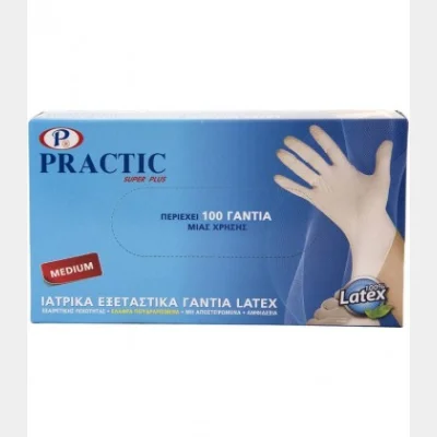 ΓΑΝΤΙΑ LATEX 100Τ MEDIUM PRACTIC ΕΛΑΦΡΙΑ ΠΟΥΔΡΑ Χ 10
