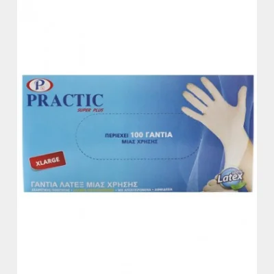 LATEX GLOVES 100T X-LARGE PRACTIC LIGHT POWDER X 10