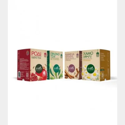EL-GRECO TEA STAND VARIOUS FLAVORS 12 PCS (POMEGRANATE-CHAMOMILE-NETTLE-KEULANE)