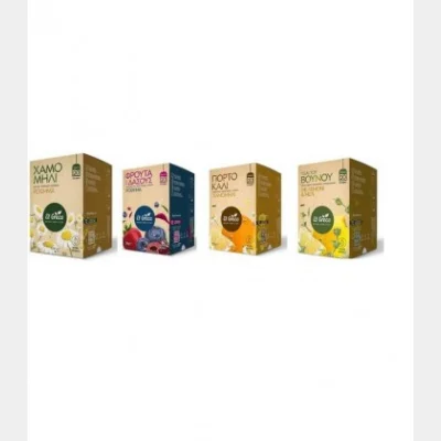 EL-GRECO TEA STAND VARIOUS FLAVORS 12 PCS (FOREST FRUITS-CHAMOMILE-ORANGE-MOUNTAIN TEA)