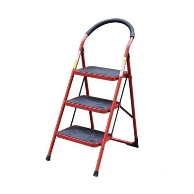 G31053 RED COLOR ROUND PIPE 3+1 STEPS IRON LADDER 4