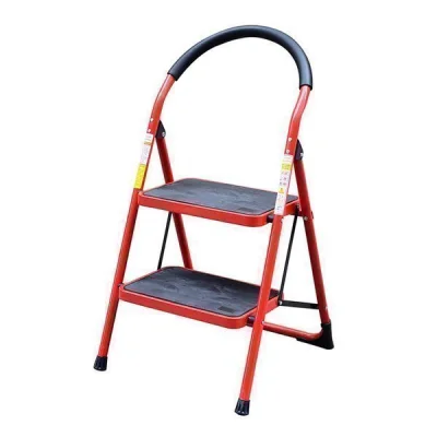 TNS RED COLOR ROUND PIPE 2+1 STEPS IRON LADDER 049501345