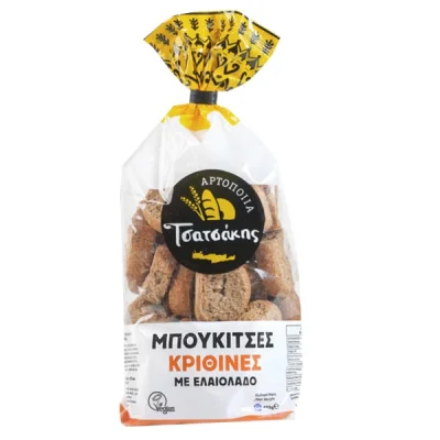 Tsatsakis Mini Bites Barley Rusks 400g Τσατσάκης Μπουκίτσες Κρίθινες με Ελαιόλαδο