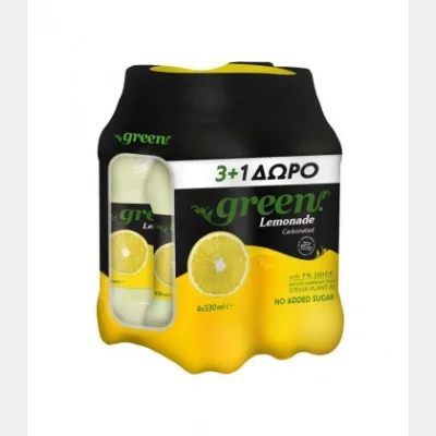 GREEN ΛΕΜΟΝΑΔΑ PET 0% ΖΑΧΑΡΗ 3+1 330ml 4pack