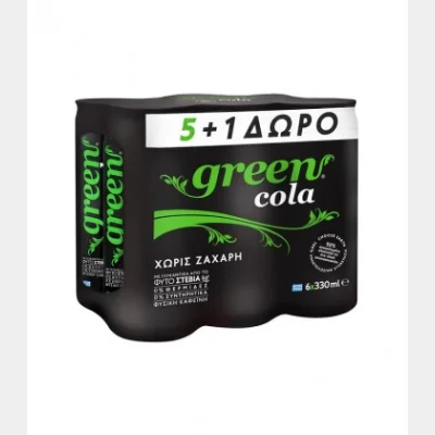 GREEN COLA ΚΟΥΤΙ 0% ΖΑΧΑΡΗ 5+1 330ml