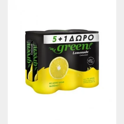 GREEN ΛΕΜΟΝΑΔΑ ΚΟΥΤΙ 0% ΖΑΧΑΡΗ 5+1 330ml