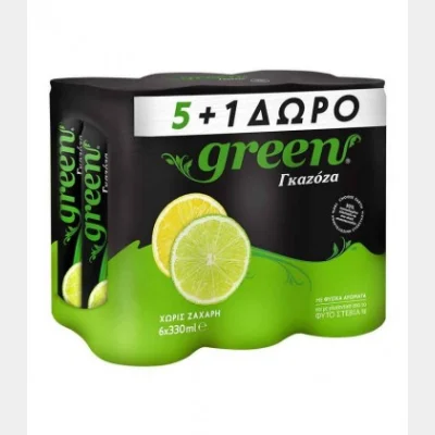 GREEN ΓΚΑΖΟΖΑ ΚΟΥΤΙ 0% ΖΑΧΑΡΗ 5+1 330ml