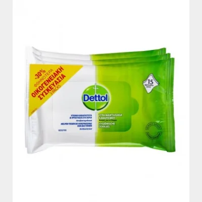 DETTOL ΑΝΤΙΒΑΚΤΗΡΙΔΙΑΚΑ ΜΑΝΤΗΛΑΚΙΑ 15Τ 30% ΦΘΗΝΟΤΕΡΑ