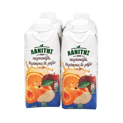 LANITIS juice ORANGE, APRICOT & APPLE 4x330ml
