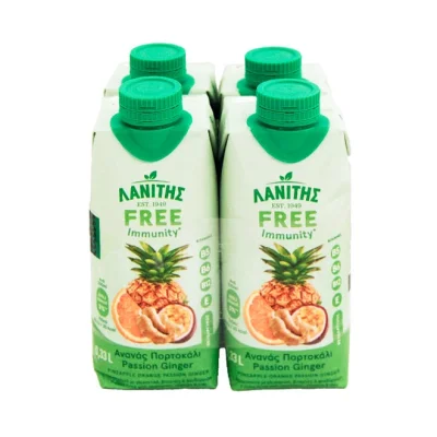 LANITIS Free juice Immunity PINEAPPLE, ORANGE, PASION & GINGER 4x330ml