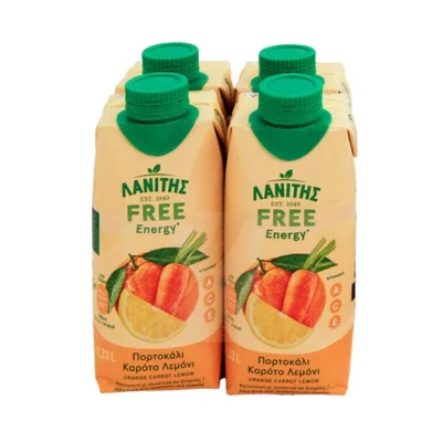 LANITIS Free juice Energy ORANGE, CARROT & LEMON 4x330ml