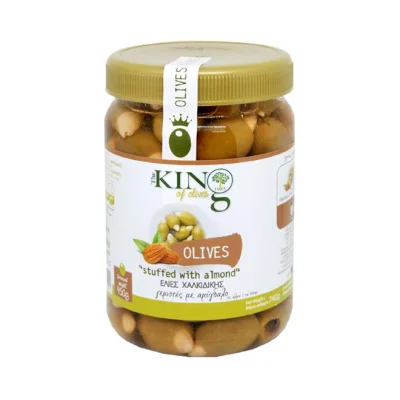 KING OF OLIVES Halkidikis green olives 450g - stuffed with almond