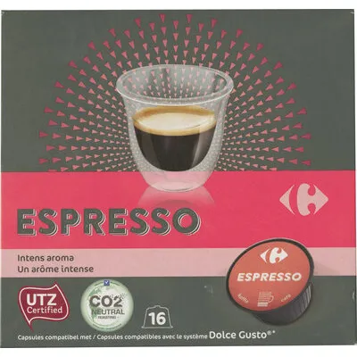 CARREFOUR Espresso Capsules compatible with Dolce Gusto X16