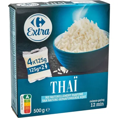 CARREFOUR Thai Long Grain Rice EXTRA 4 sachets de 125 g