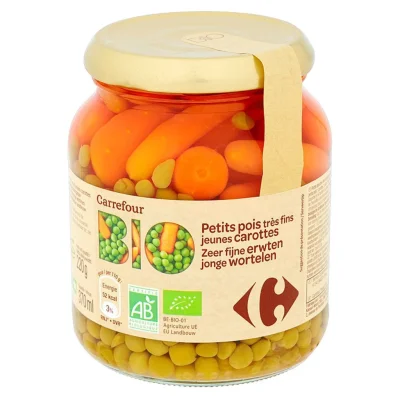 CARREFOUR Organic Extra Fine Peas and Young Carrots 220 g