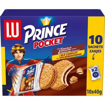 LU Prince Pocket whole wheat chocolate filled biscuits 400 g