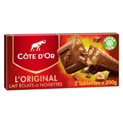 COTE D'OR Milk chocolate with hazelnut pieces 2 tablets of 200 g