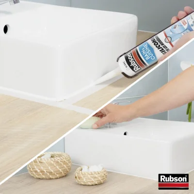 RUBSON Silicone anti-moisissures Bain & Cuisine Pure, blanc la cartouche de 280 ml